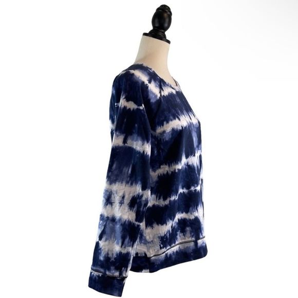 MICHAEL KORS Women’s Navy White Tie Dye Pullover Long Sleeve Crewneck Top Sz MD - Picture 4 of 14